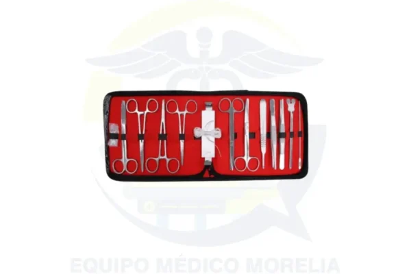 Estuche de Disección 16 Piezas de Acero Inoxidable con Farabeuf + Mayo Hegar + Kelly 14 cm | Mango Bisturí #4