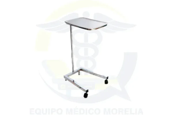 Mesa de Mayo Tubular con Ruedas y Charola de Acero Inoxidable | Tubo 1” Cal. 20 | Solera 3/4” × 1/8” Cromada | Ruedas Tipo Bola 1 5/8”